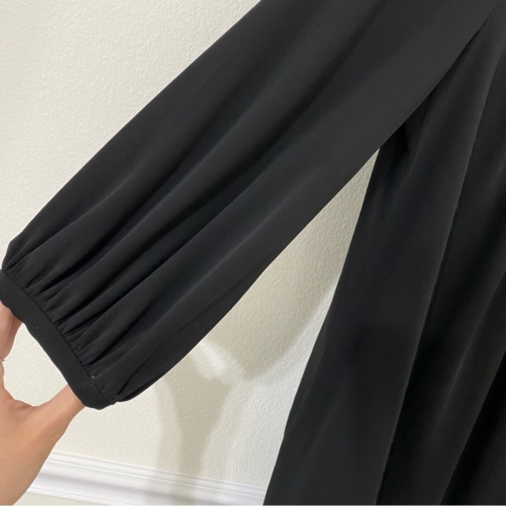 Piazza Sempione Puff Sleeve Black Dress Mirror Detail Womens Size L - Picture 8 of 15
